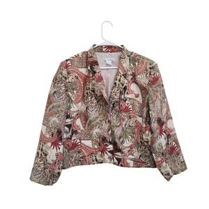 Anna And Frank Animal Print Jungle Long Sleeve Vintage Blazer Jacket Size Large
